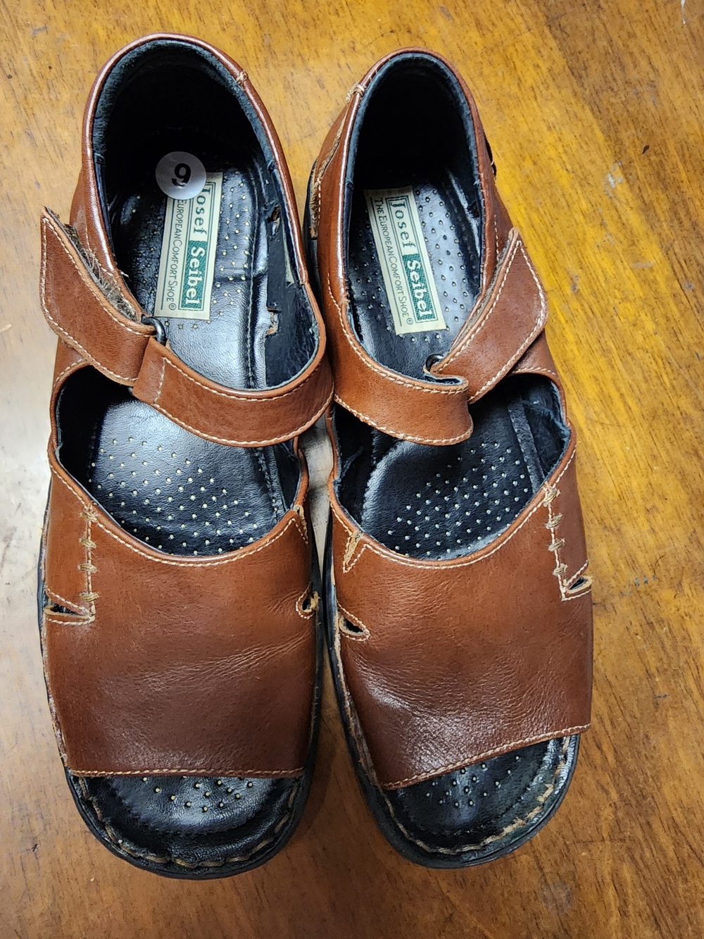 Josef Seibel Womens Sz 9 Brown Leather Adjustable Strap Sandals